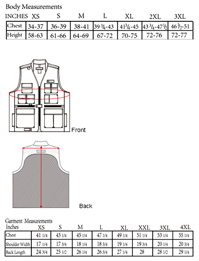 The Concealed Carry Traveller Vest Sizing